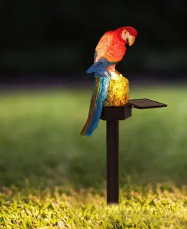Vonkajšie osvetlenie LED solárny záhradný zápich Papagáj