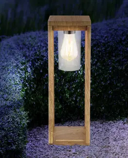 Vonkajšie stojanové svietidlá Globo Soklové svietidlo Candela v drevenom vzhľade 50 cm