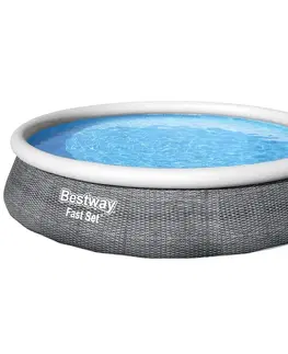 Nadzemné bazény Bazén samonosný šedá ratan 3,96x0,84m s filtrací 57376