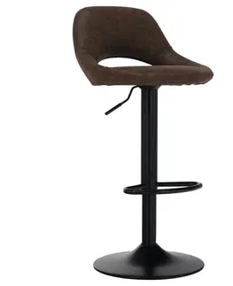 Barové stoličky Barová stolička, hnedá látka s efektom brúsenej kože, LORASA NEW