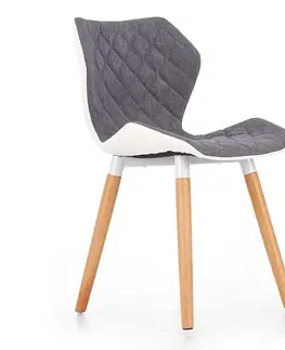 Čalúnené stoličky Stolička K277 tkanina/ekokoža/drevo popol/biela