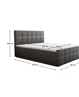 Postele Boxspringová posteľ, 140x200, sivá, BEST