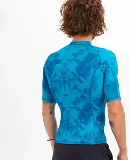 surf Pánske tričko 500 Vortex s UV ochranou krátky rukáv na surfovanie Tiedye Petrol