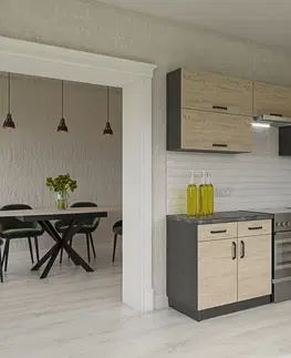 Kuchynské linky HORIZON R3 moderná rohová kuchyňa 230 x 170, dub prímorský / grafit