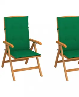Zahradné stoličky Záhradná stolička 2 ks teak / látka Dekorhome Červená