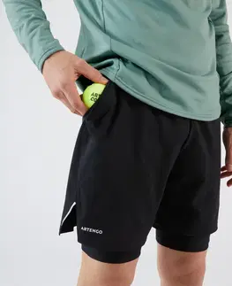 bedminton Pánske tenisové termo šortky 2 v 1 čierne
