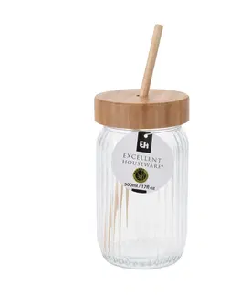 Termosky a termohrnčeky EH Pohár na nápoje s bambusovým viečkom, 0,5 l