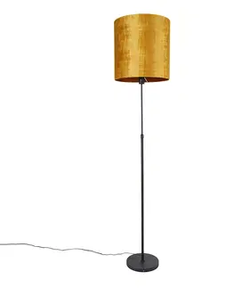 Stojace lampy Stojacia lampa čierna so zlatým tienidlom nastaviteľná 40 cm - Parte