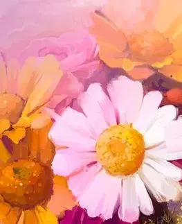 Obrazy kvetov Obraz olejomaľba pestrofarebných kvetov