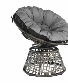 Záhradné stoličky a kreslá Otočné kreslo s vankúšom, sivá/čierna/svetlosivá, TRISS