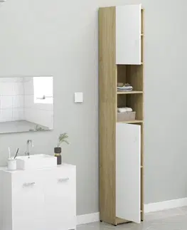 Kúpeľňové skrinky Kúpeľňová skrinka vysoká Dekorhome Biela / dub sonoma