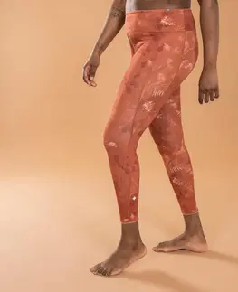 nohavice Dámske obojstranné legíny na jogu s potlačou oranžovo- hnedé
