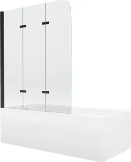 Sprchové dvere MEXEN/S - Cubik obdĺžniková vaňa 150 x 70 cm s panelom + vaňová zástena 120 cm, transparent, čierna 550315070X9012037000