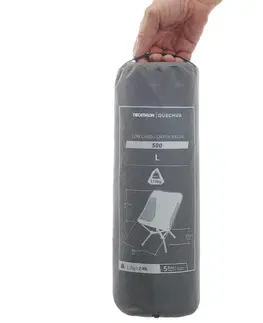 kemping Nízka kempingová skladacia stolička MH500 sivá