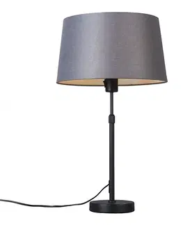 Stolove lampy Stolová lampa čierna s odtieňom sivá 35 cm nastaviteľná - Parte