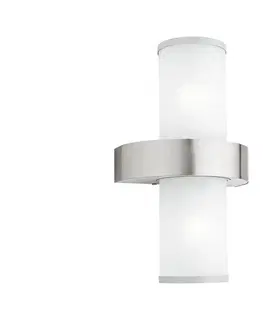 Záhradné lampy Eglo EGLO 86541 - vonkajšie nástenné svietidlo BEVERLY 2xE27/60W strieborná / biela 