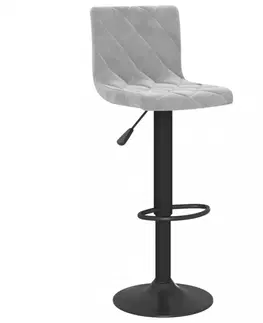 Barové stoličky Barová stolička zamat / kov Dekorhome Svetlosivá