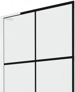 Sprchové dvere MEXEN/S - Next L vaňová zástena FIX 80 x 150 cm, čierna vzor, biela 895-080-000-03-77-20