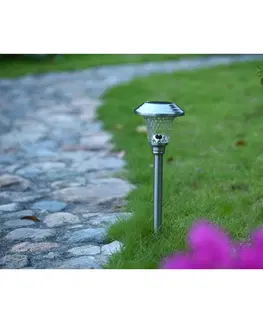 Záhradné lampy Retlux RGL 114 Solárne zapichovacie svietidlo nehrdz. oceľ, 1x LED studená bílá