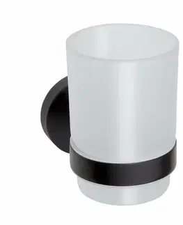 Stojany na kefky SAPHO XB900 X-round black pohár, mliečne sklo/ čierna