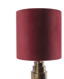 Stolove lampy Stolná lampa v štýle art deco bronzový zamatový odtieň červená so zlatou 50cm - Bruut