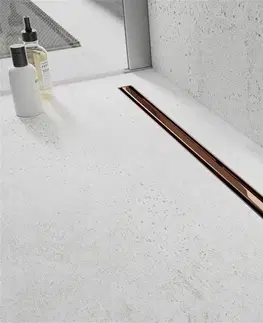 Sprchovacie kúty MEXEN - Flat 360 ° Slim odtokový žľab 80 cm ružové zlato 1641080