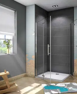 Sprchovacie kúty H K - Obdĺžnikový sprchovací kút SOLO R7611, 76x110 cm so zalamovacími dverami, rohový vstup vrátane sprchovej vaničky z liateho mramoru SE-SOLOR7611/THOR11076