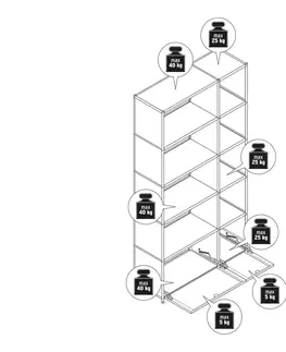 Bookcases & Standing Shelves Kovový regál »CN3« s 2 výklopnými priehradkami, sivý