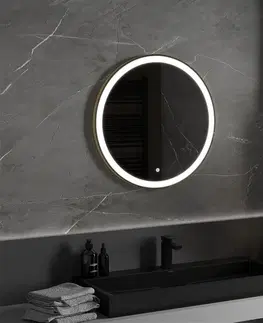 Kúpeľňa MEXEN - Esso zrkadlo s osvetlením 70 cm, LED 6000K zlatý rám 9825-070-070-611-50