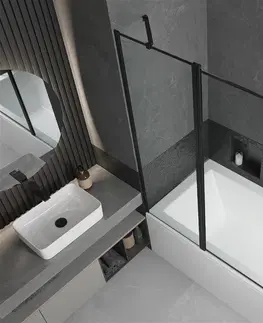 Sprchové dvere MEXEN/S - Cube obdĺžniková vaňa 170 x 80 cm s panelom + vaňová zástena 120 cm, čierna vzor 550517080X9412117070