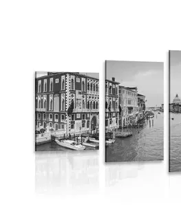 Čiernobiele obrazy 5-dielny obraz slávny kanál v Benátkach v čiernobielom prevedení