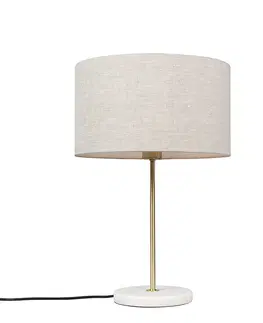Stolove lampy Mosadzná stolová lampa so šedým tienidlom 35 cm - Kaso