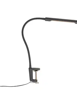 Stolove lampy Upínacia stolová lampa čierna vrátane LED s dotykovým stmievačom - Lionard