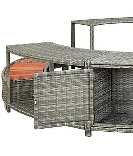 Doplnky k nafukovacím vírivkám DEOKORK Set nábytku k mobilnej vírivke kruhovej (sivý umelý polyratan)
