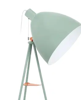 Stojacie lampy EGLO Stojaca lampa Dundee retro vzhľad mätovo-zelená