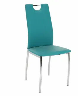 Stoličky Jedálenská stolička, ekokoža petrolejová/chróm, OLIVA NEW