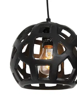 Zavesne lampy Industriálne závesné svietidlo čierne okrúhle 3-svetelné - Bobby