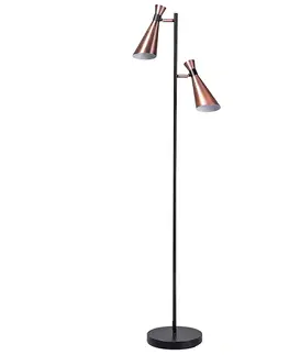 Stojace lampy Moderná stojaca lampa čierna s 2 medenými škvrnami - Jesse