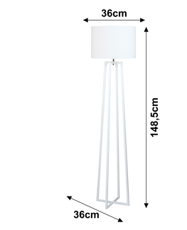 Lampy Stojacia lampa, biela, látka/kov, QENNY TYP 16 LF8574