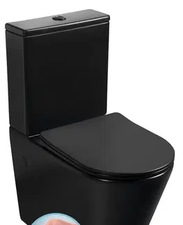 Kúpeľňa SAPHO - PACO RIMLESS WC kombi, spodný/zadný odpad, čierna mat PC1012WRB