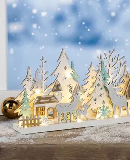 Vianočné dekorácie LED Drevená dekorácia Zimné dediny