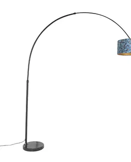 Oblúkové lampy Oblúková lampa čierny zamatový odtieň motýľ so zlatom 50 cm - XXL