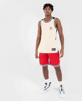 dresy Obojstranný basketbalový dres T500 unisex červeno-béžový