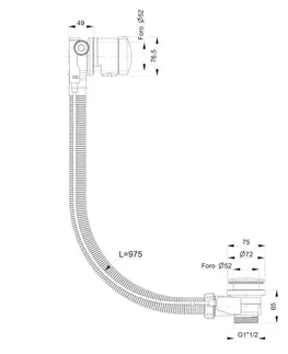Kúpeľňa POLYSAN - Vaňová súprava s napúšťaním, bovden, dĺžka 975, zátka 72, zlato 71686G