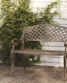 Záhradné lavice Záhradná lavica 102 cm liaty hliník Dekorhome Bronzová