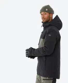 bundy a vesty Pánska snowboardová bunda SNB 500 Ziprotec čierna