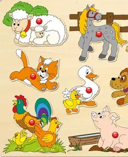 Hračky puzzle WOODY - Puzzle na doske - zvieratá na farme