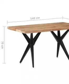 Jedálenské stoly Jedálenský stôl masívne drevo / oceľ Dekorhome 120x60x76 cm