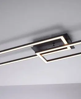 Stropné svietidlá JUST LIGHT. LED stropné svietidlo Iven, tlmené, čierne, 101,6x19,8cm