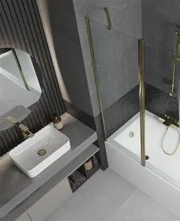 Sprchové dvere MEXEN - Flip vaňová zástena 1-krídlo 120x150 cm, transparent, zlato 894-120-101-50-00